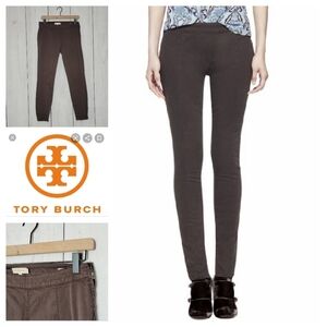 Tory Burch Women's Brown Cotton Blend Legging‎ Pants Size 27 Zipper Ankle Detail